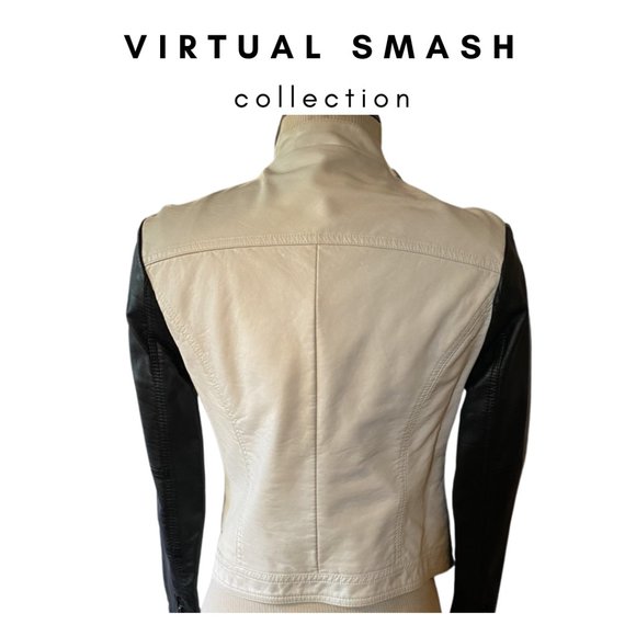 ✮ WOMEN'S FITTED LEATHER-LIKE MOTORCYCLE JACKET ✮ - Picture 3 of 5